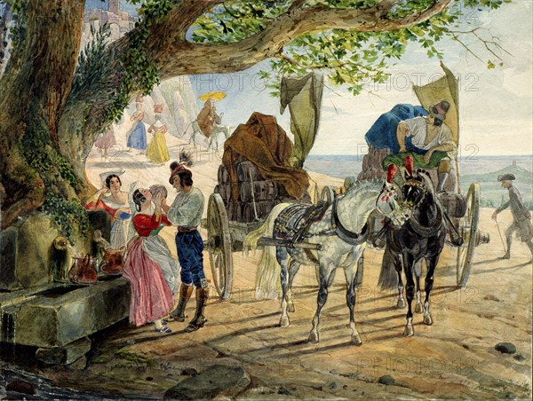 Fete in Albano, 1830-1833. Creator: Briullov, Karl Pavlovich (1799-1852).