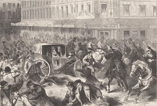 Vera Zasulich shoots on January 24, 1878 on the governor of Petersburg General Trepov, 1878. Creator: Lix, Frédéric-Théodore (1830-1897).