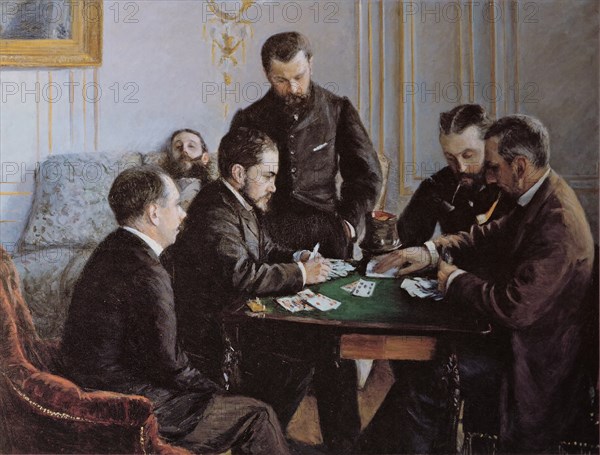 La Partie de bésigue , ca 1881. Creator: Caillebotte, Gustave (1848-1894).