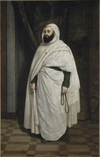 Portrait of Abdelkader ibn Muhieddine (1808-1883), 1853. Creator: Tissier, Ange (1814-1876).