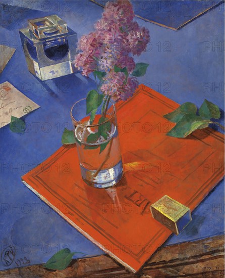 Still life with lilac , 1928. Creator: Petrov-Vodkin, Kuzma Sergeyevich (1878-1939).