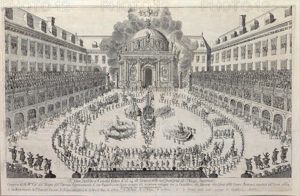 Equestrian ballet in the courtyard of the Vienna Hofburg?,  1667. Creator: Anonymous.