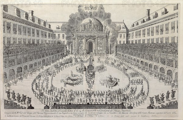 Equestrian ballet in the courtyard of the Vienna Hofburg?, 1667. Creator: Anonymous.