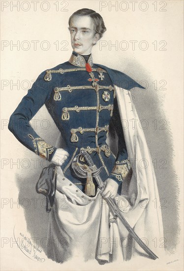 Portrait of Emperor Franz Joseph I of Austria, in Hungarian uniform, c. 1850. Creator: Kaiser, Eduard (1820-1895).