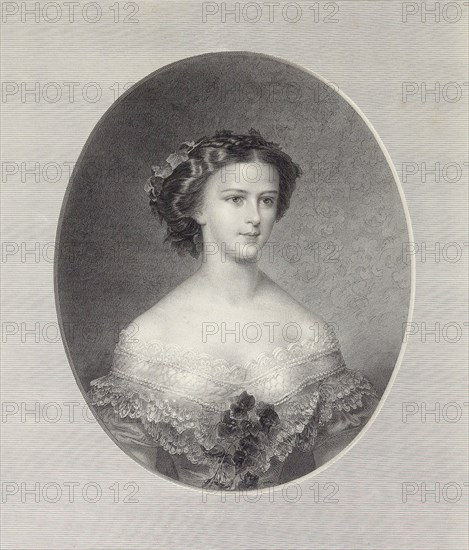 Portrait of Empress Elisabeth of Austria, ca 1855. Creator: Stöber, Franz Xaver (1795-1858).