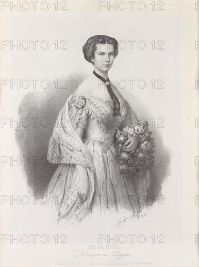 Portrait of Empress Elisabeth of Austria, 1853. Creator: Hanfstaengl, Franz (1804-1877).