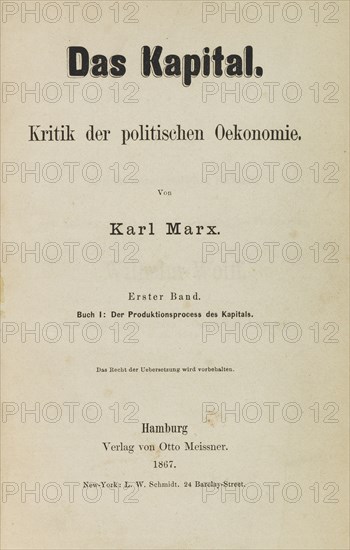 Das Kapital. A Critique of Political Economy by Karl Marx. First edition of Volume I , 1867. Creator: Historic Object.