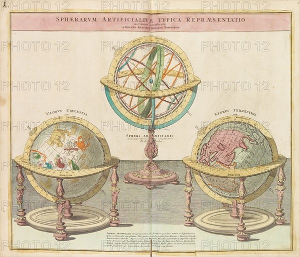 The Globes (From the Grand Atlas of all the World), 1725. Creator: Homann, Johann Baptist (1663-1724).