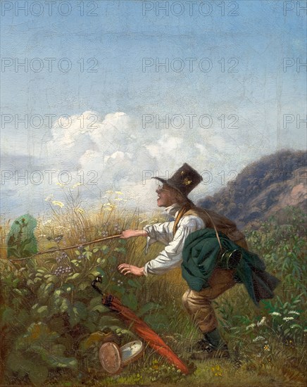 The butterfly catcher (Botanist), c. 1837. Creator: Spitzweg, Carl (1808-1885).