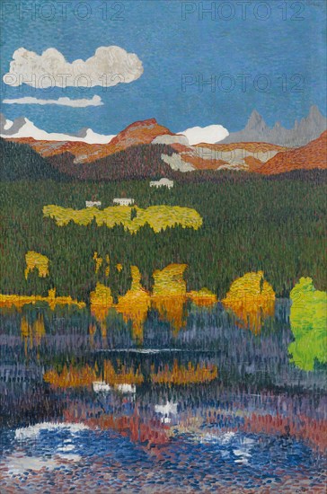 Panorama of Flims. Triptych, left panel, 1904. Creator: Giacometti, Giovanni (1868-1933).