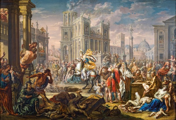 The Sacrificial Death of Marcus Curtius. Creator: Platzer, Johann Georg (1704-1761).