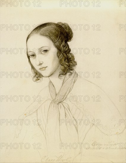 Portrait of Clara Wieck-Schumann (1819-1896), 1836. Creator: Leyser, Elwine von (1805-1885).