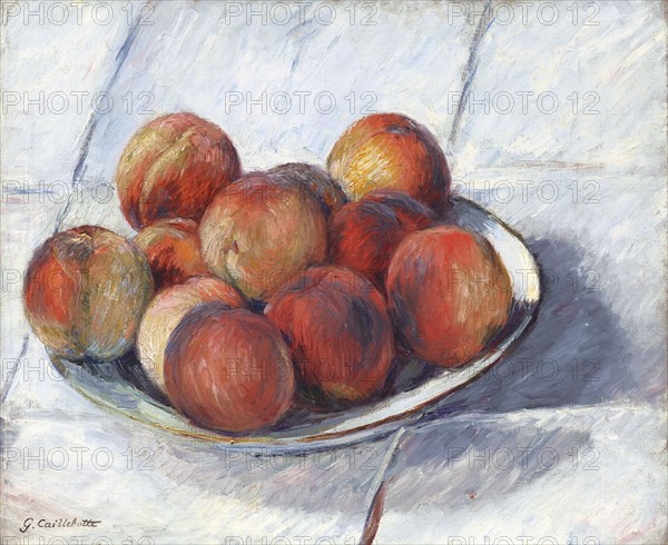 L'Assiette de pêches , c. 1882. Creator: Caillebotte, Gustave (1848-1894).