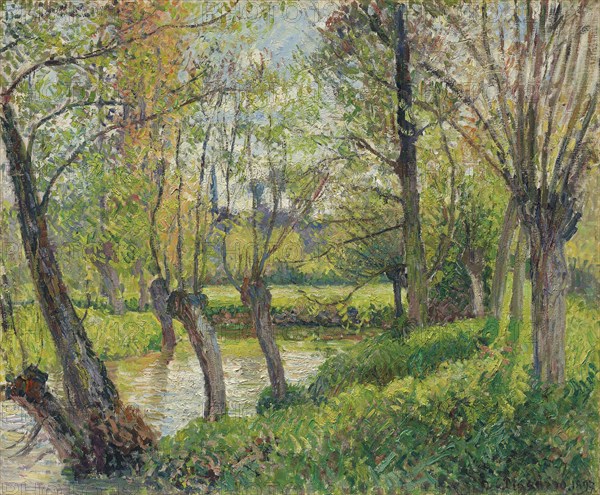 Bords de l'Epte à Êragny, soleil couchant , 1897. Creator: Pissarro, Camille (1830-1903).