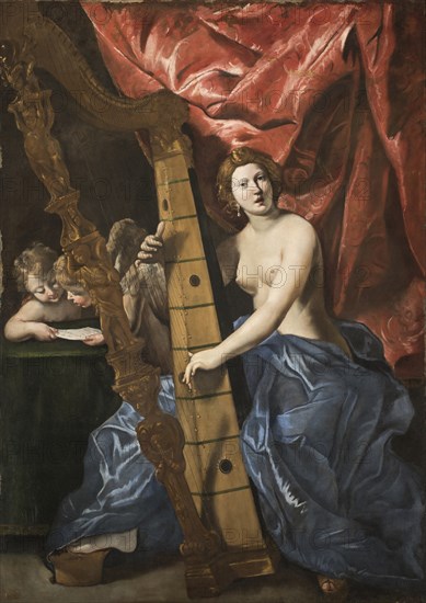 Venus playing the harp, c.1630. Creator: Lanfranco, Giovanni (1582-1647).
