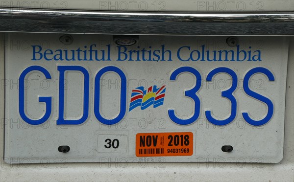 Car Registration plate, British Columbia, Canada. Creator: Unknown.