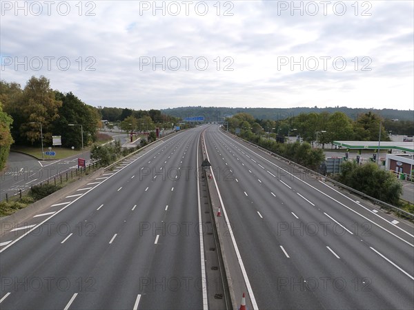 Deserted M27 Motorway due to closure for bridge demolition at Rownhams 2018. Creator: Unknown.