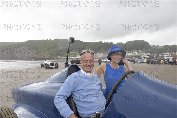 Don Wales and Blue Bird fan Claire Meadows Pendine Sands 2015. Creator: Unknown.