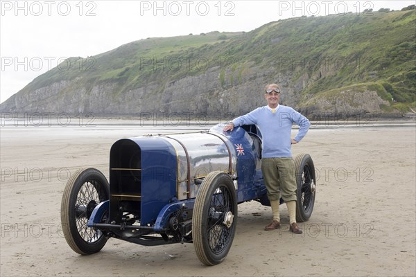 1925 Sunbeam 350 hp driven by Don Wales at Pendine Sands 2015. Creator: Unknown.