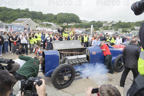 Mechanics starting Sunbeam 350hp July 2015, Pendine. Creator: Unknown.