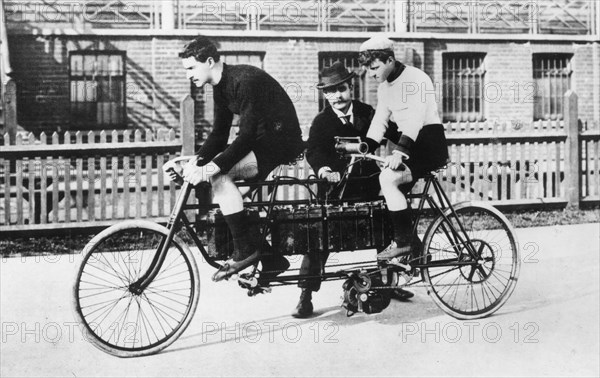 1897 Electric racing tandem bicycle. Creator: Unknown.