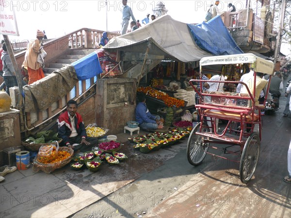 Street scene with market stalls, India 2017. Creator: Unknown.