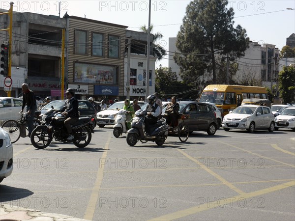 Traffic at box junction in Amritsar Punjab, India. Creator: Unknown.
