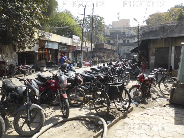 Motorcycles parked in street, Amritsar Punjab, India 2017. Creator: Unknown.