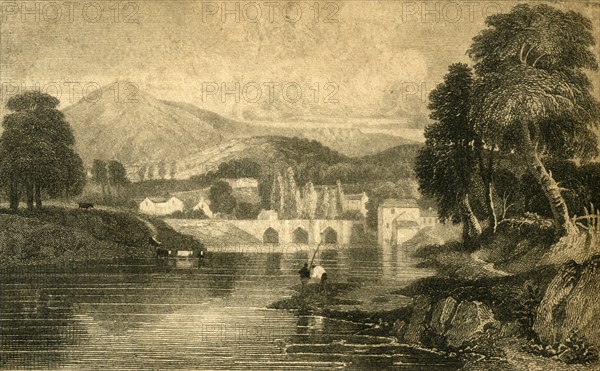 'Llangollen Bridge, Castle Dinas Bran, on the River Dee: North Wales', 19th century.  Creator: Unknown.