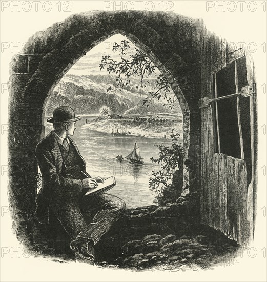 'The Wye, from Chepstow Castle, 1870s. Creator: Josiah Wood Whymper.