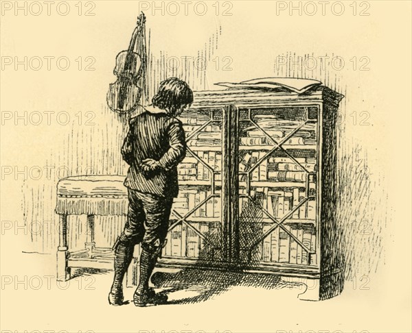 'Gazing At Its Covers Through the Lattice Doors of the Cupboard', (1907). Creator: Unknown.