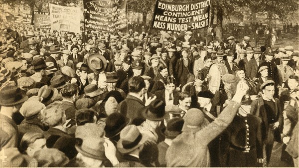 Scottish marchers, Means Test protests, Hyde Park, London, 1932, (1933).  Creator: Unknown.