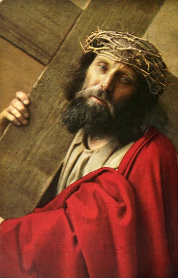 Jesus carrying the cross, 1922. Creator: Henry Traut.