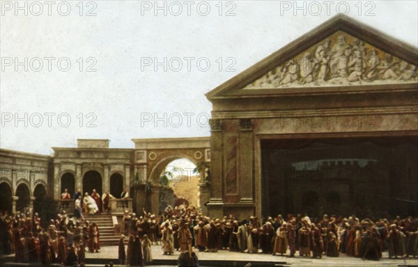 Players on stage in the Oberammergau Passion Play, 1922.  Creator: Henry Traut.