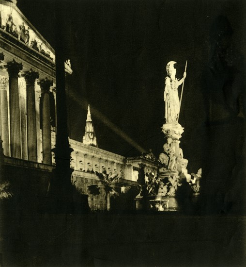 The Austrian Parliament Building by night, Vienna, Austria, c1935. Creator: Unknown.