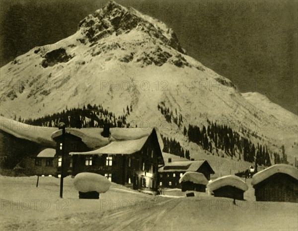 Lech am Arlberg at night, Austria, c1935.  Creator: Unknown.