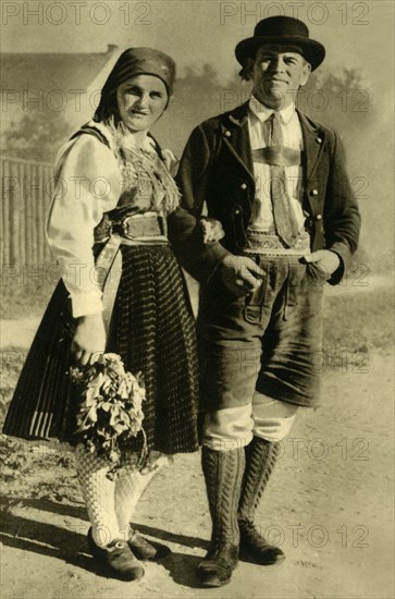 Newlyweds in traditional costume, Carinthia, Austria, c1935.  Creator: Unknown.