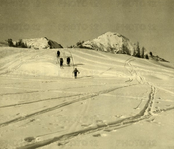 Skiing in the Totes Gebirge mountains, Austria, c1935.  Creator: Unknown.
