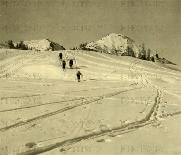 Skiing in the Totes Gebirge mountains, Austria, c1935. Creator: Unknown.