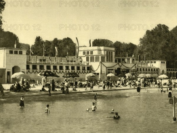 Swimming in Lake Traunsee, Gmunden, Upper Austria, c1935. Creator: Unknown.