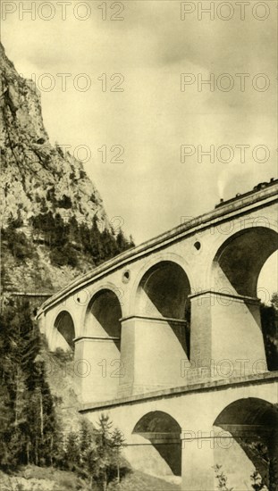 Steam locomotive on the Semmering railway, Lower Austria, c1935.  Creator: Unknown.