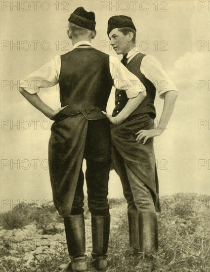 Young men in traditional costume, Burgenland, Austria, c1935.  Creator: Unknown.