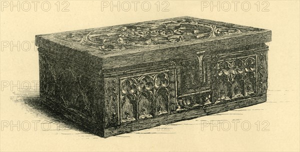 Oak box, 14th century, (1881).  Creator: Frederick Albert Slocombe.