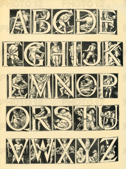 Alphabet design for tiles, 1864, (1881).  Creator: Unknown.