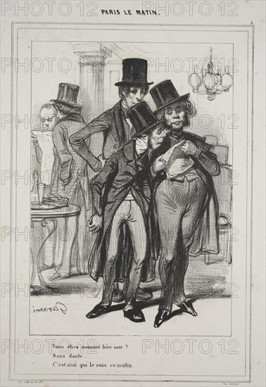 Vous étiez nommé hier soir?..., from the series Paris Le Matin, 1839. Creator: Paul Gavarni (French, 1804-1866).