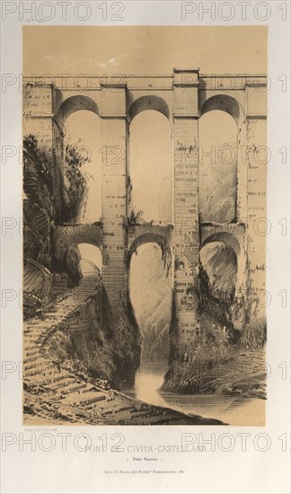 ...Pl. 50, Pont De Civita-Castellana (Etats Romains), 1860. Creator: Victor Petit (French, 1817-1874).