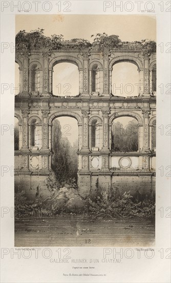 ...Pl. 74, Galerie Ruinée DUn Château, daprés un vieux dessin, 1860. Creator: Victor Petit (French, 1817-1874).