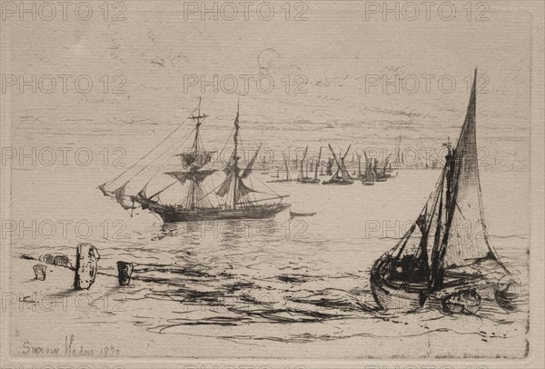 A Brig at Anchor, 1879. Creator: Francis Seymour Haden (British, 1818-1910).