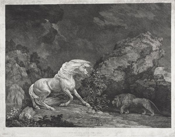 A Horse Frightened by a Lion, 1777. Creator: George Stubbs (British, 1724-1806).