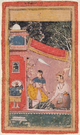 A page form a Ragamala series: Ramakali Ragini of Hindol Raga, c. 1610. Creator: Unknown.